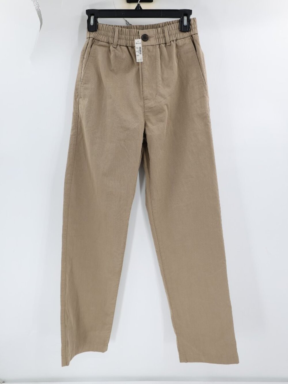 NWT Madewell Pant Men’s XS Pull On Cotton Blend Elastic Waist Straight Leg Beige